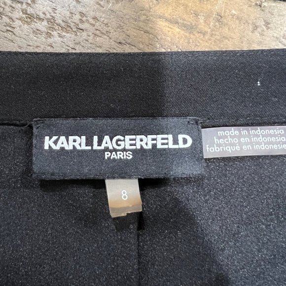 Karl Lagerfeld Blue, Black & Maroon Lace Midi Pencil Skirt Size 8 - Picture 9 of 9